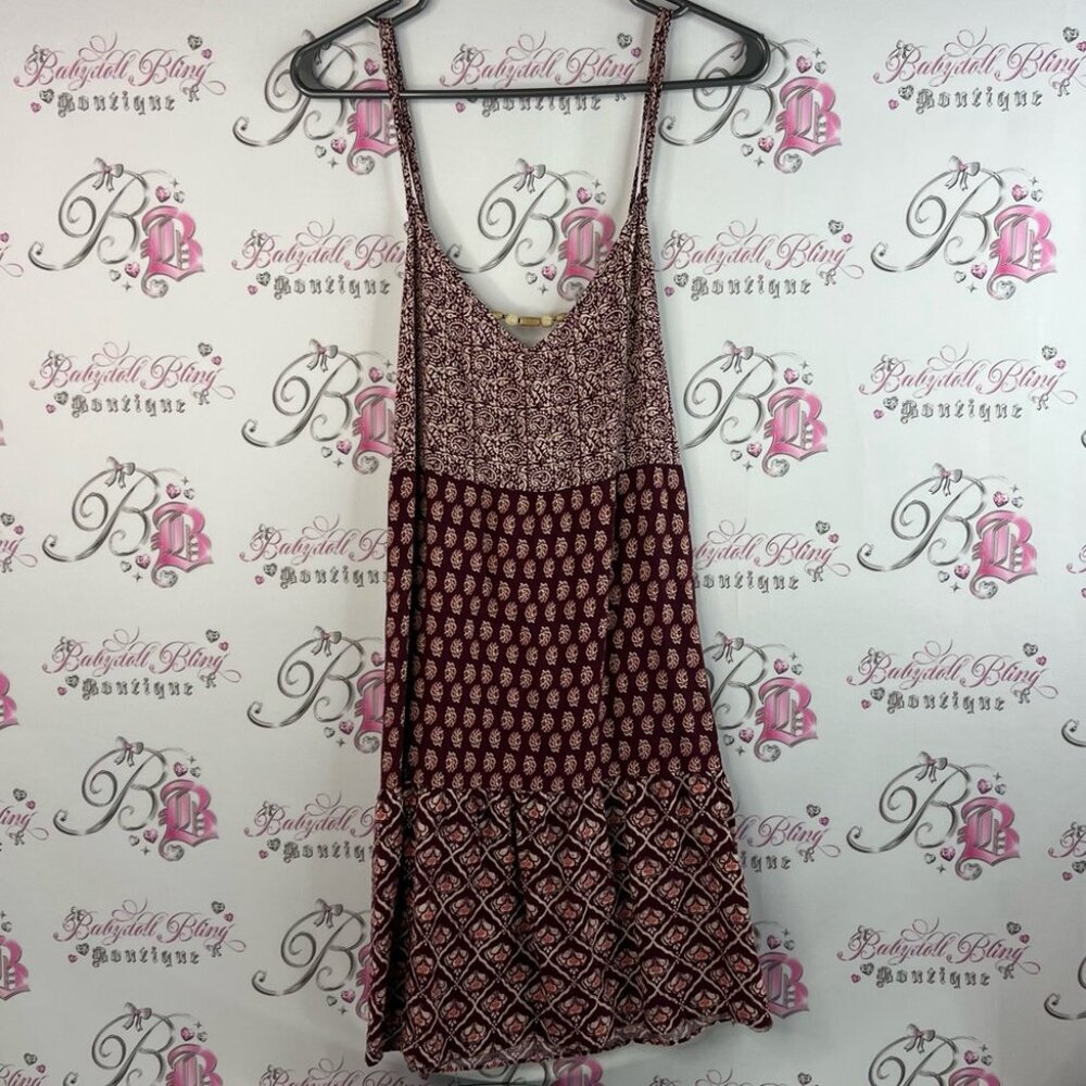 Women’s secret dress Aztec beads wooden Bohemian Red and White Sleeveless Dress